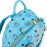 MCM Monogram Visetos Blue Stark Studded Stark 2 in 1 Backpack