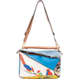Loewe Limited "Paula's Ibiza Parrot" Print Leather & Denim Fringe Puzzle Handbag