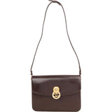 Gucci Brown Lambskin Vintage Circle GG Single Flap Shoulder Bag
