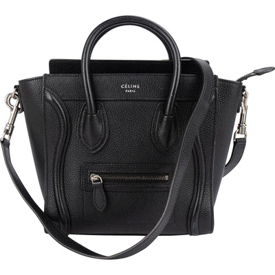 Celine Grained Leather Luggage Nano Crossbody Handbag