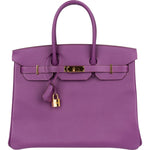Hermès Violet Epsom Leather Birkin 35 Handbag - vintageandkickz