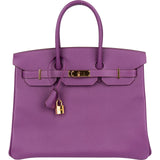 Hermès Violet Epsom Leather Birkin 35 Handbag - vintageandkickz