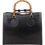 Gucci Black Leather Bamboo Handle Handbag