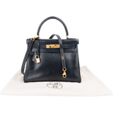 Hermès Blue Boxcalf Leather Kelly 28 Handbag