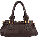 Chloé Dark Brown Pebbled Leather Paddington Satchel Handbag