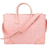 MCM Monogram Visetos Pink Aren Large Tote Handbag