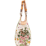 Gucci Floral Print Canvas Bamboo Handle Tote Shoulder Bag