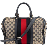 Gucci Monogram GG Canvas Web Boston Handbag