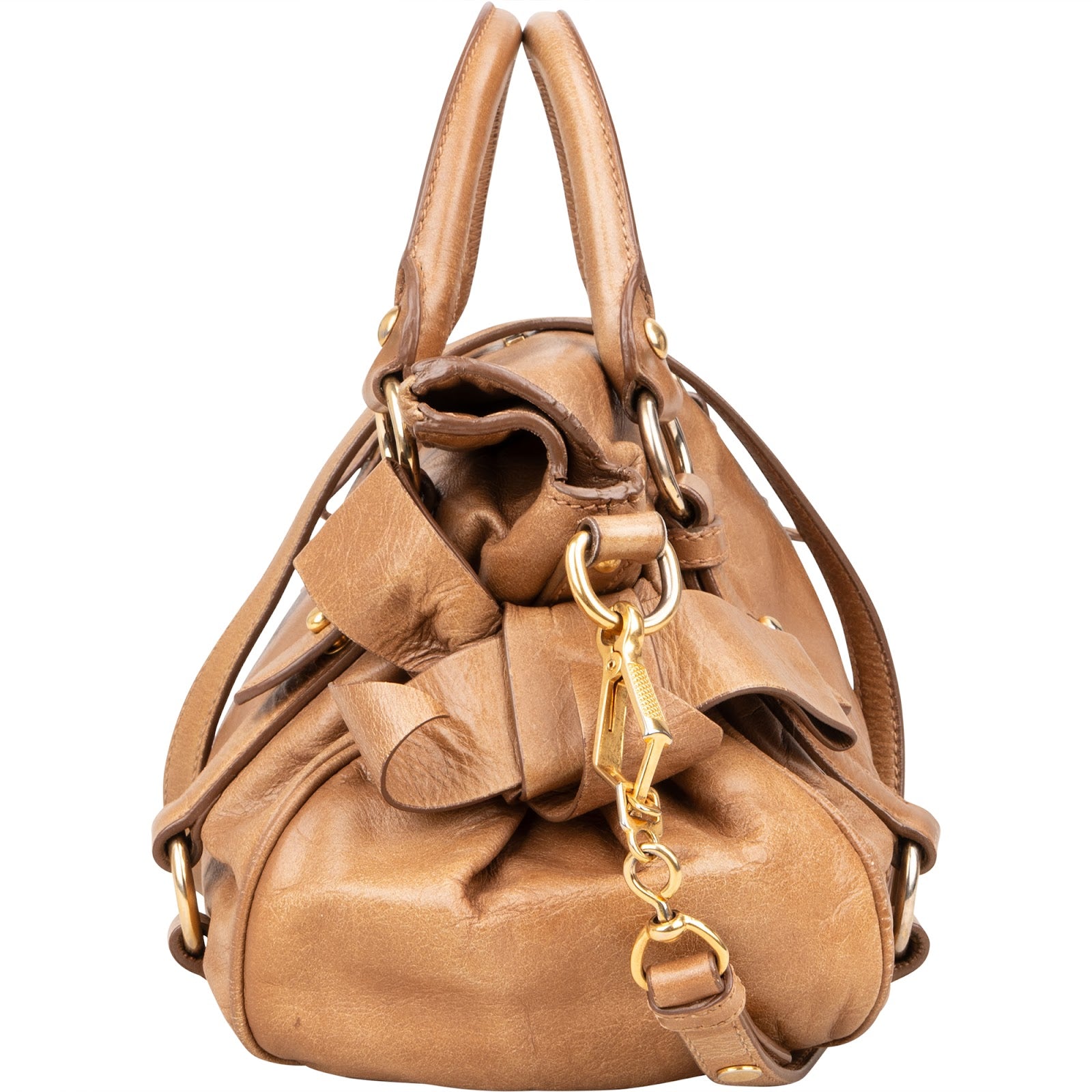 Miu Miu Vitello Lux Bow Bag Handbag - vintageandkickz