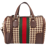 Gucci Houndstooth Web Boston Bag 30 Handbag
