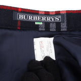 Burberry Navy Wool Nova Check Monogram Plaid Fringed Kilt Skirt (34 / XS)