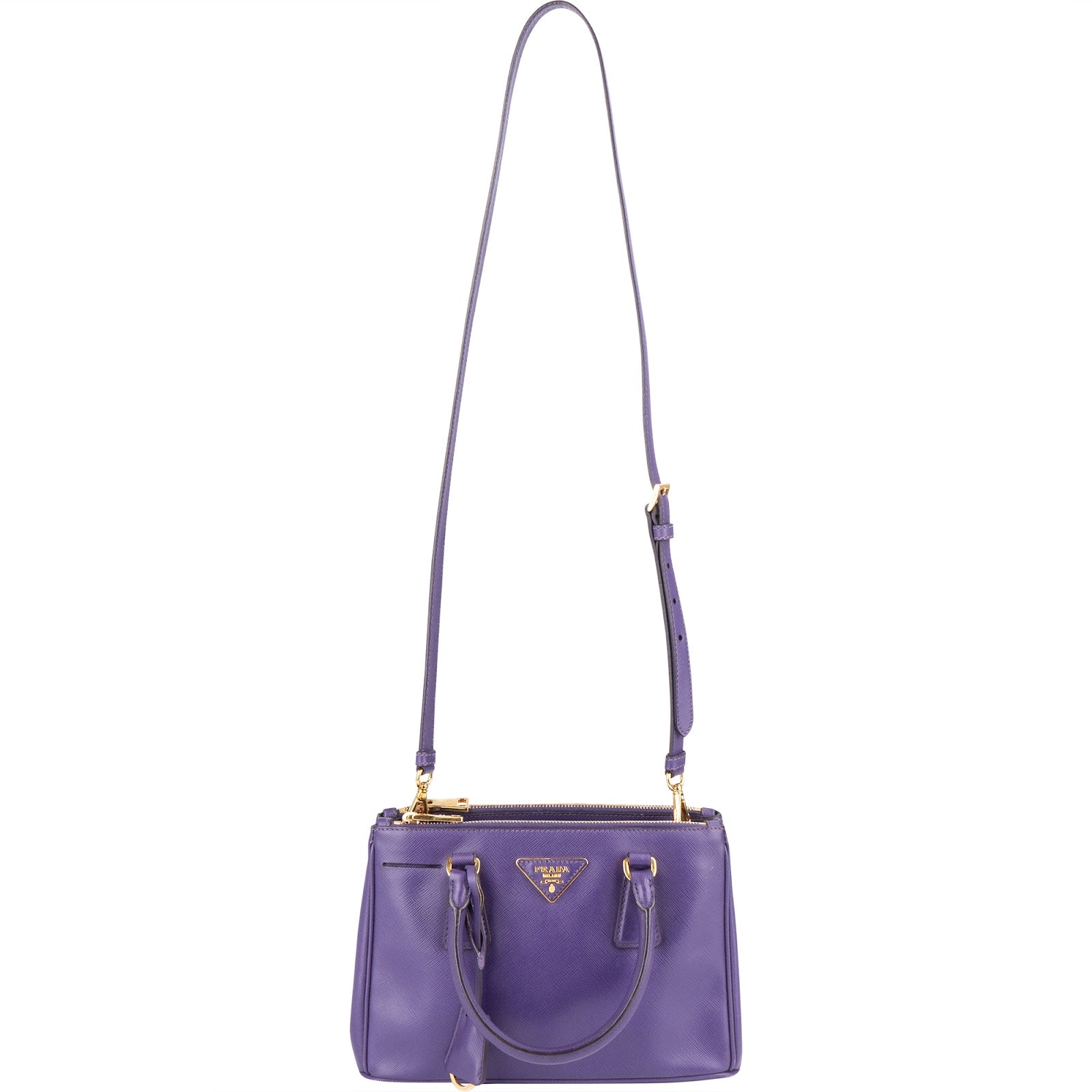 Prada Purple Saffiano Leather Galleria Handbag - vintageandkickz