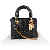 Christian Dior Crinkled Quilted Lambskin Lady Dior Handbag