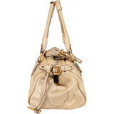 Chloé Beige Metallic Leather Studded Paddington Shoulder Bag