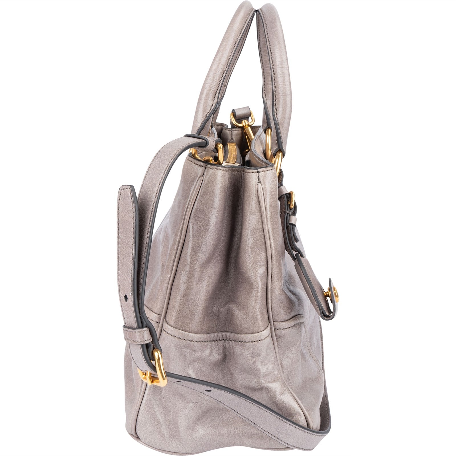 [🔄️B24 / F19] Miu Miu Vitello Lux Tote Shoulder Bag - vintageandkickz