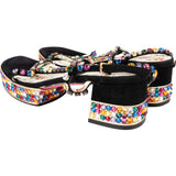 Gucci Black Suede Flowers Scamosciato Crystal Mira Platform Sandals (39)