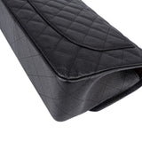 Chanel Quilted Caviar Leather Palladium Jumbo Double Flap Crossbody Bag