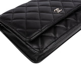 Chanel Quilted Lambskin Palladium Wallet On Chain Crossbody Bag