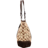 Coach Monogram Signature Gallery Suede Stripe Tote Shoulder Bag