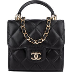 Chanel Quilted Lambskin Mini Single Flap with Top Handle Crossbody Bag - vintageandkickz