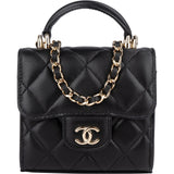 Chanel Quilted Lambskin Mini Single Flap with Top Handle Crossbody Bag - vintageandkickz