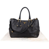 Prada Black Vitello Daino Leather Large Tote Handbag