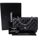Chanel Quilted Caviar Leather Palladium Wallet On Chain Crossbody Bag