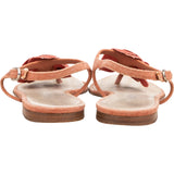 Chanel Coral Canvas Camellia Flower CC Thong Sandals (37)