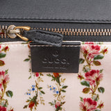 Gucci Black Leather Monogram Bamboo Top Handle 1947 Handbag