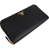 Prada Saffiano Metal Leather Zip Around Wallet