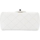 Chanel Quilted Caviar Leather Palladium Mini Square Single Flap Crossbody Bag