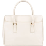 Prada White Saffiano Leather Satchel Flap Handbag