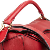 Loewe Red Grained Calfskin Puzzle Crossbody Handbag