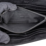 Prada Black Saffiano Leather Triangle Zip Around Wallet