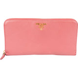 Prada Pink Saffiano Leather Zip Around Wallet