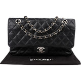 Chanel Quilted Caviar Leather Palladium Medium Double Flap Shoulder Bag