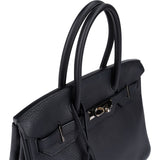 Hermès Blue Indigo Clemence Leather Palladium Birkin 30 Handbag