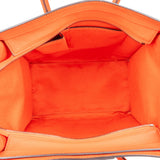 Céline Orange Drummed Calfskin Leather Luggage Handbag