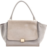 Céline Taupe Croc-Embossed Suede & Leather Trapeze Handbag