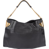 Gucci Black Leather 1970 Gold Hobo Shoulder Bag