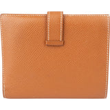 Hermès Gold Brown Epsom Leather H Béarn Compact Wallet