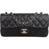 Chanel Quilted Lambskin East West Single Flap Shoulder Bag