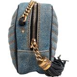 Saint Laurent Chevron Denim Lou Camera Crossbody Bag