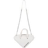 Balenciaga White. Leather Triangle Duffle S Crossbody Handbag