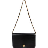 Chanel Noir Boxcalf CC Single Flap Shoulder Bag