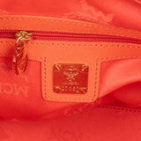 MCM Orange Grained Leather Essential Studded Small Boston Handbag