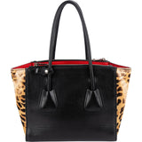 Prada Calf Leather Animal Hair Bibliothèque Handbag
