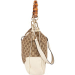 Gucci Monogram GG Canvas Bamboo Hobo Shoulder Bag - vintageandkickz
