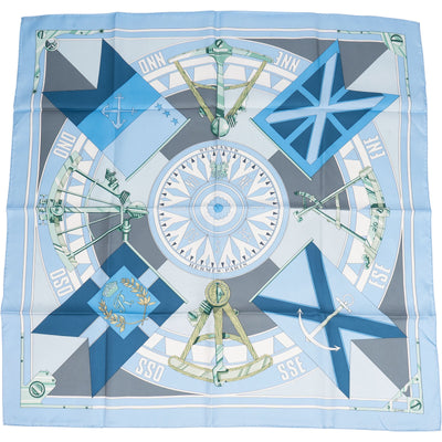 Hermès Sextants Silk Carre 90 Scarf Tuch
