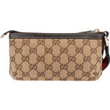 Gucci Monogram GG Supreme Canvas Web Wristlet Pouch Bag